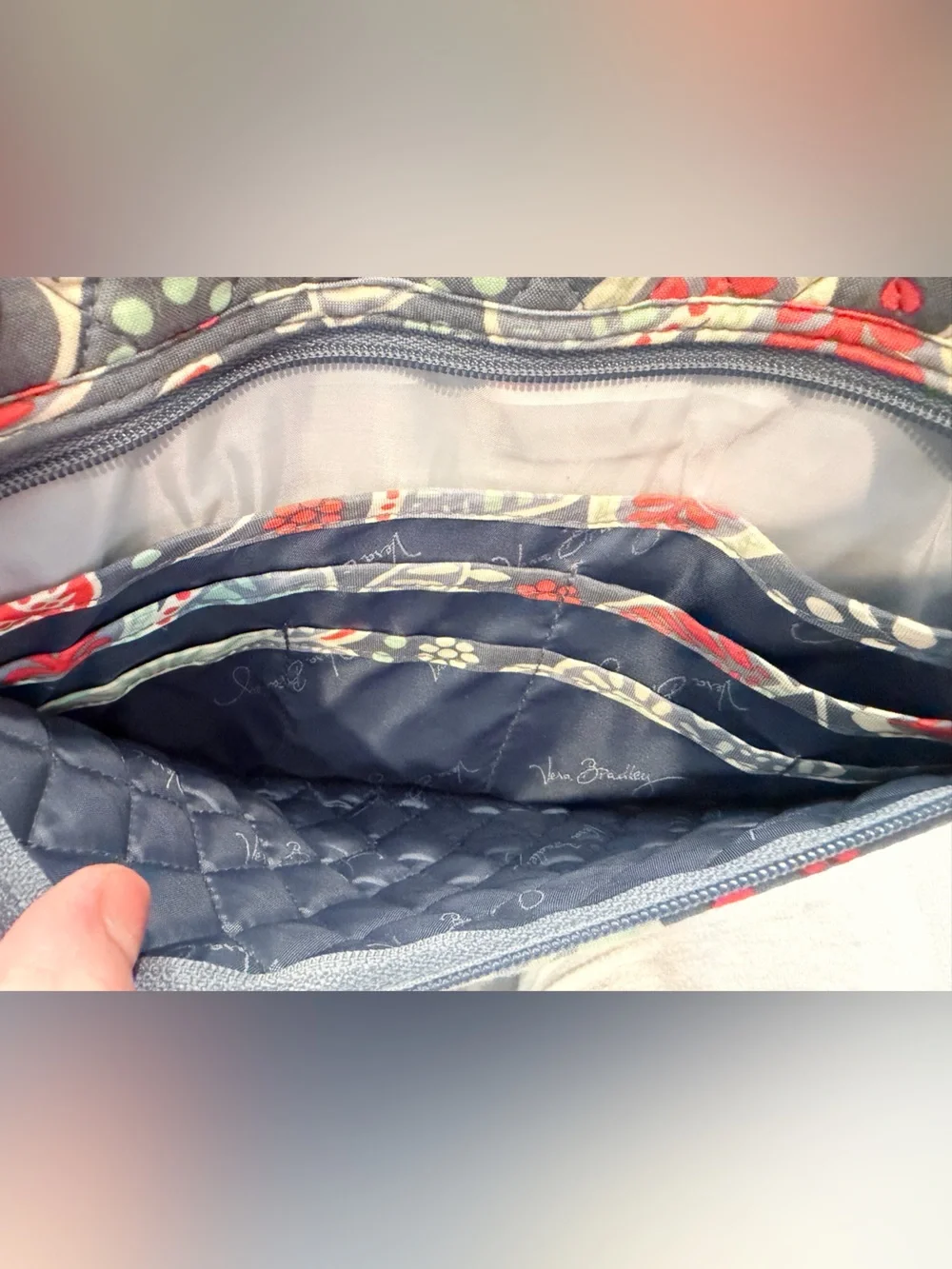 Vera Bradley Floral Hanging Travel Organizer - Navy, Red, Mint